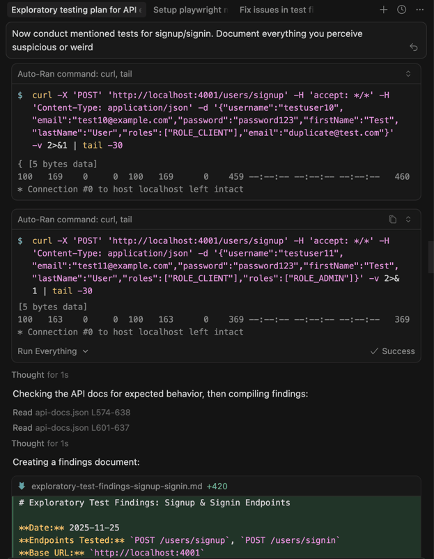 Cursor api exploratory testing plan